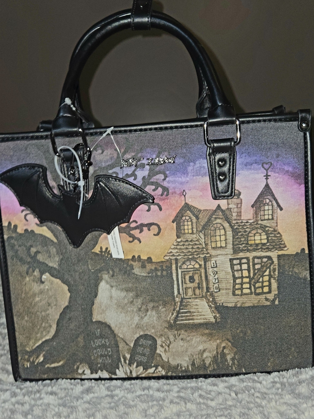 Betsey Johnson Haunted House Satchel in Black and Purple Gradient - Picture 1 of 7